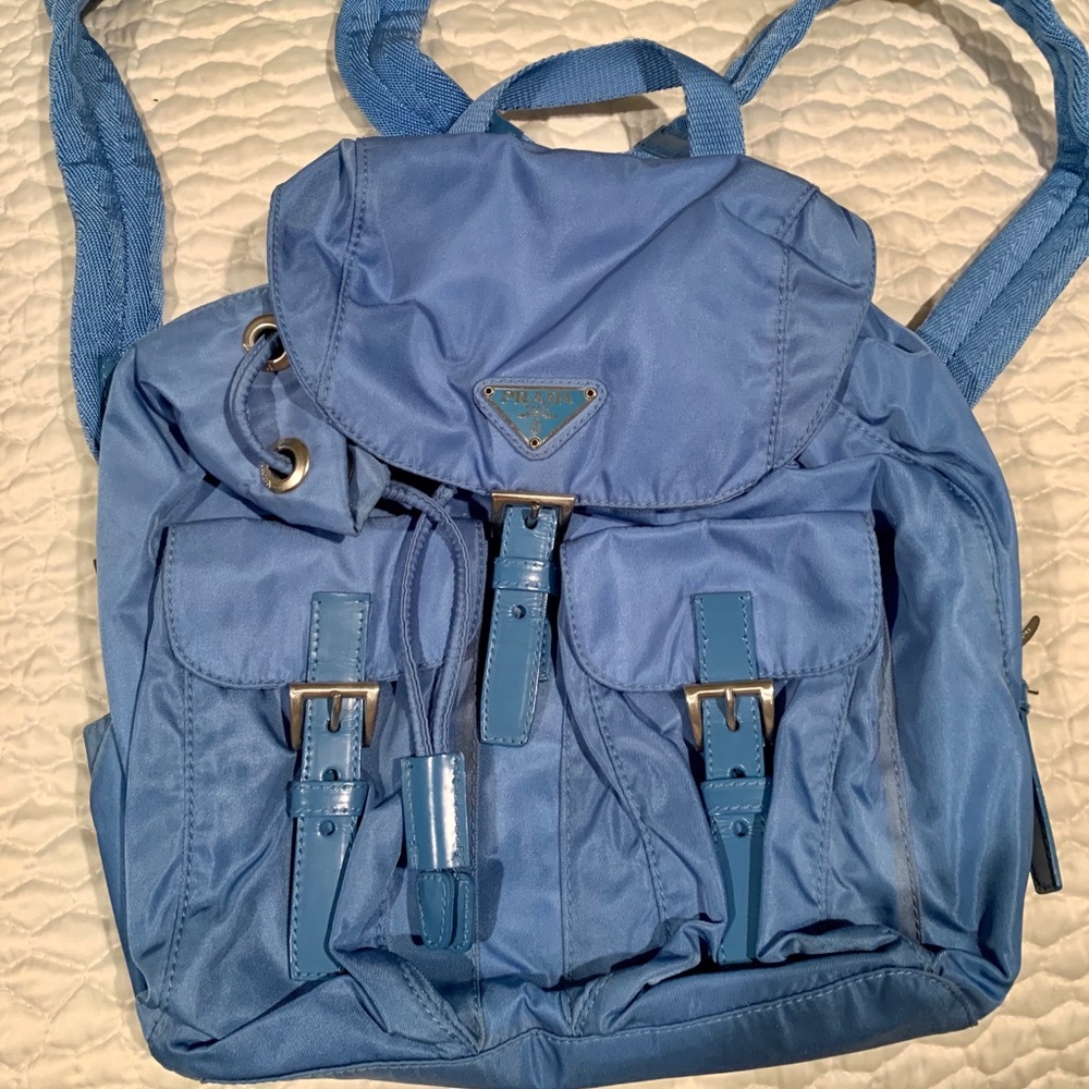 Authentic Small Blue Nylon Prada Backpack - image 1
